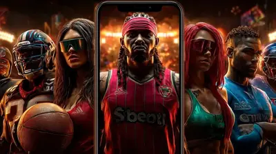 Smartphone displaying diverse athletes from football basketball and various sports for betting